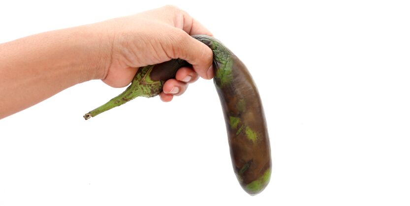 Ein schlaffes Gemüse symbolisiert schädliche Lebensmittel für die Potenz
